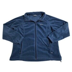 Columbia Benton Springs Women's 2X Fleece Zip Jacket Blue Teal Hiking Trail Ski